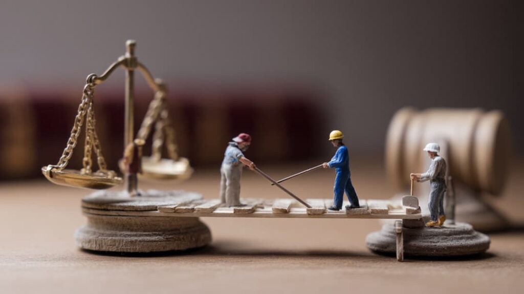 a miniature people on a bridge