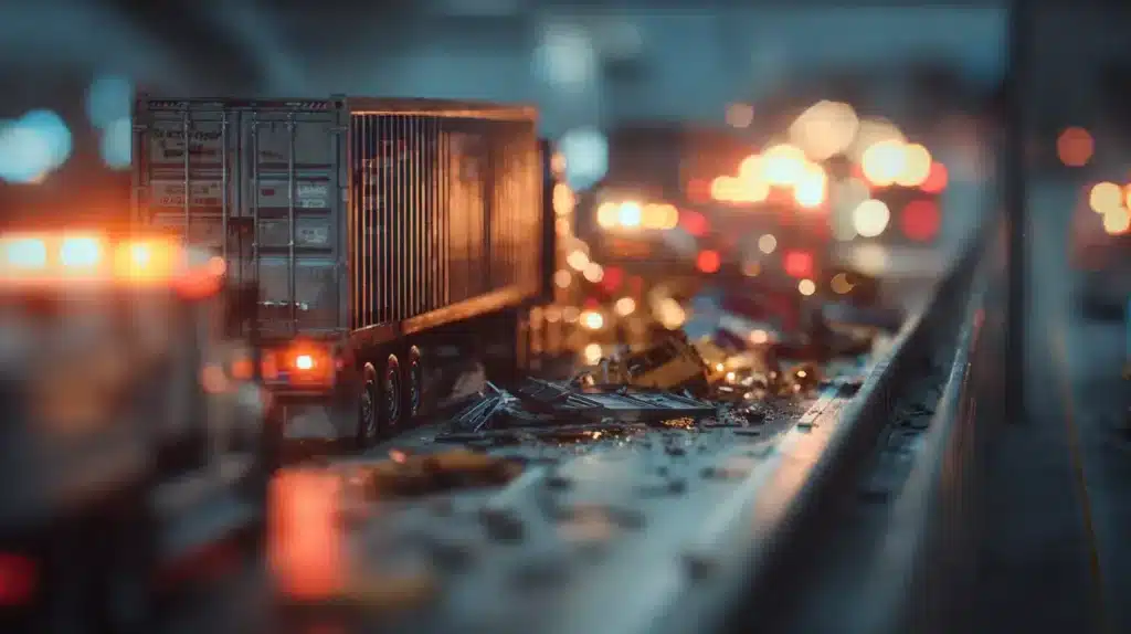 overloaded truck accident scene carg