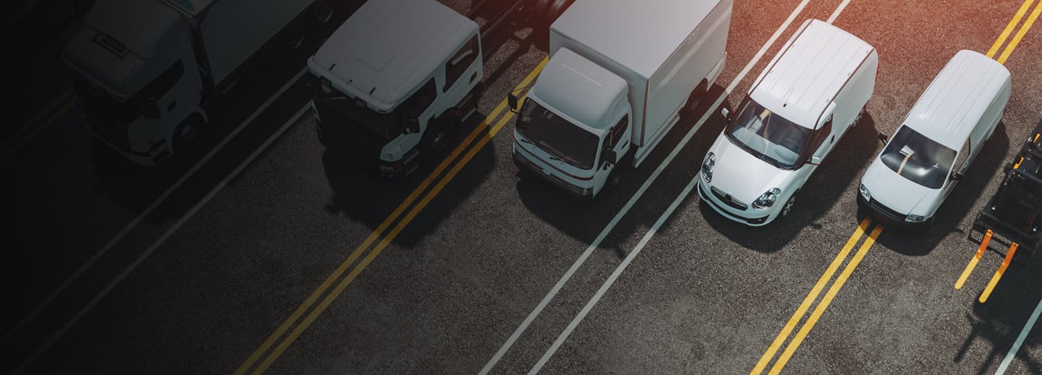 overhead images of commercial truck and semi trucks