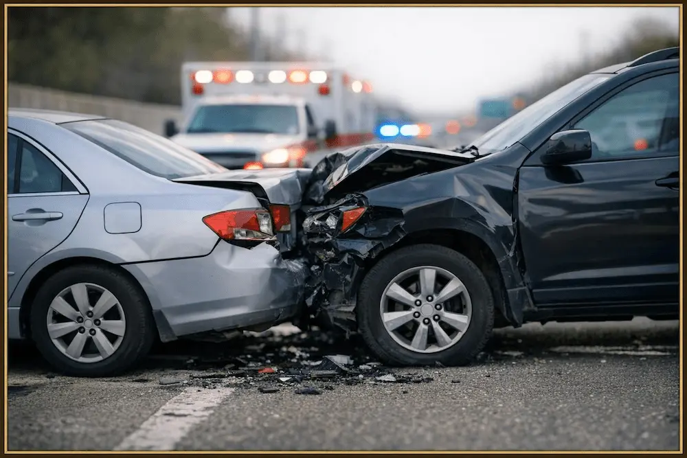 a graphy of a rear-ed car accident