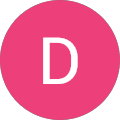 A pink circle with a white uppercase letter D centered inside, against a light gray background.