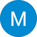 A blue circle with a white, uppercase letter M centered inside.