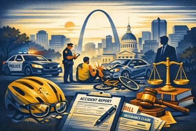 Bicycle accident scene with police involvement.